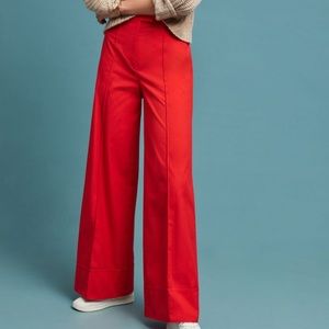 Anthropologie poplin wide leg red pants size 4